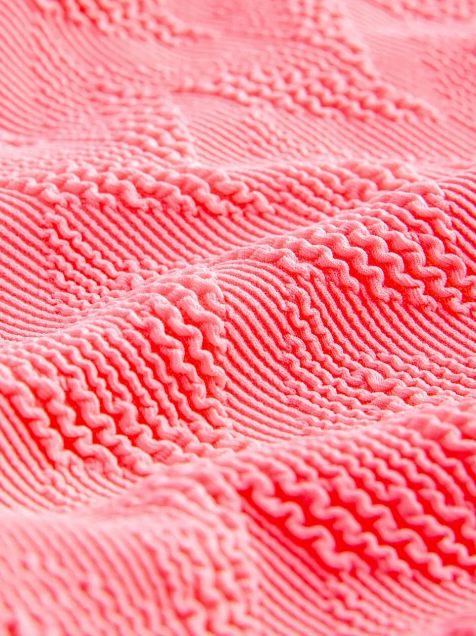 Badkleding*Next Neon koraalroze met textuur - Buikbedekkend badpak met ruime ronde hals