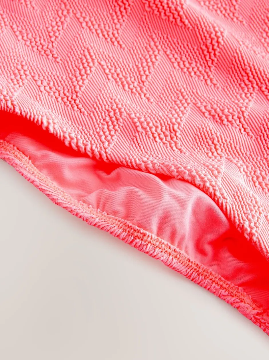 Badkleding*Next Neon koraalroze met textuur - Buikbedekkend badpak met ruime ronde hals
