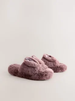 Pantoffels*Next Nertsgrijs/bruin - Bunny Faux Fur Slider Slippers