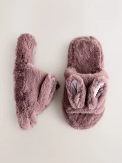 Pantoffels*Next Nertsgrijs/bruin - Bunny Faux Fur Slider Slippers
