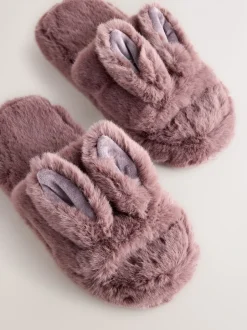 Pantoffels*Next Nertsgrijs/bruin - Bunny Faux Fur Slider Slippers