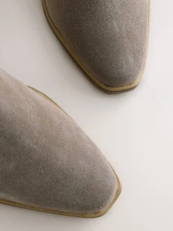 Ruimvallend En Extraruimvallend|Boots*Next - Cowboy Block Heel Ankle Boots Nertsgrijs/bruin