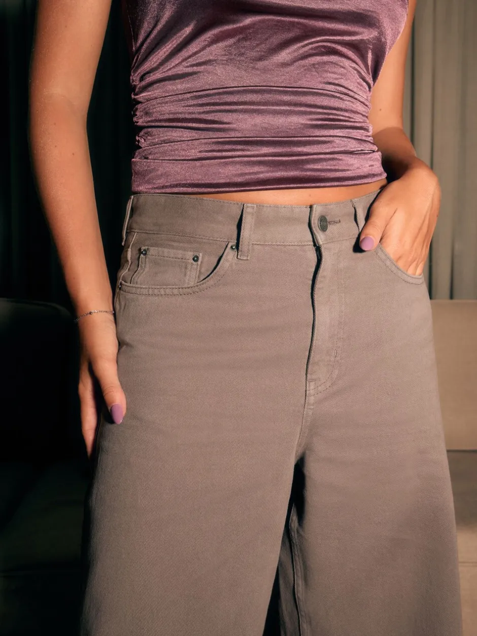 Jeans|Next - Palazzo-jeans met hoge taille en wijde pijpen Nertsgrijs/bruin