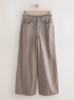 Jeans|Next - Palazzo-jeans met hoge taille en wijde pijpen Nertsgrijs/bruin