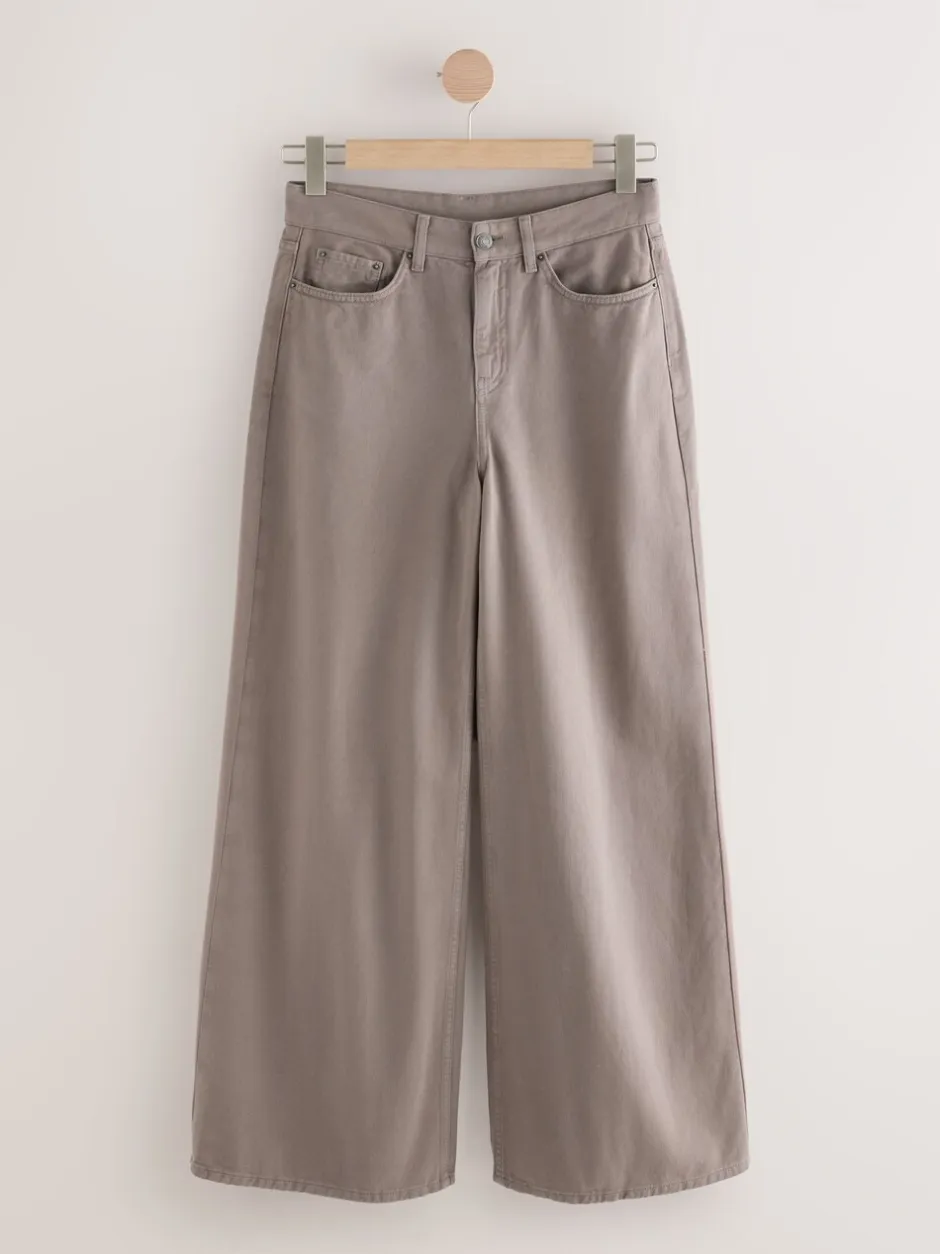 Jeans|Next - Palazzo-jeans met hoge taille en wijde pijpen Nertsgrijs/bruin