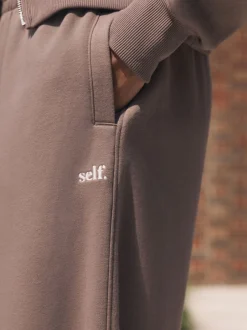 Leggings En Joggingbroeken*self. Nertsgrijs/bruin - joggingbroek met wijde pijpen