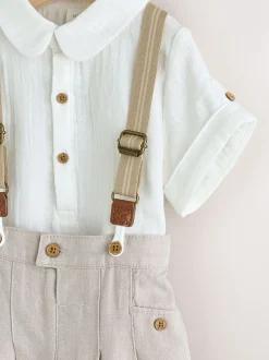 Shirts*Next Neutraal - 3 -delige babyset van overhemd, broek en bretels (0mnd-2jr)
