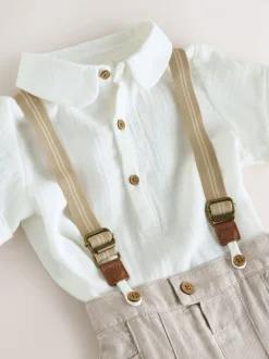 Shirts*Next Neutraal - 3 -delige babyset van overhemd, broek en bretels (0mnd-2jr)