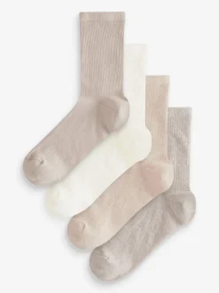 Sokken En Panty's|Next - 4 Paar geribbelde enkelsokken Neutraal