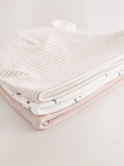 Mutsjes En Antikrabwantjes*Next Neutraal - Baby 100% katoenen beanie-mutsen set van 3 (0-12mnd)