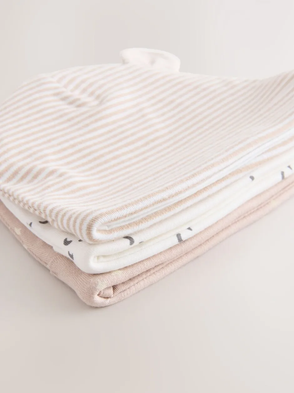 Mutsjes En Antikrabwantjes*Next Neutraal - Baby 100% katoenen beanie-mutsen set van 3 (0-12mnd)