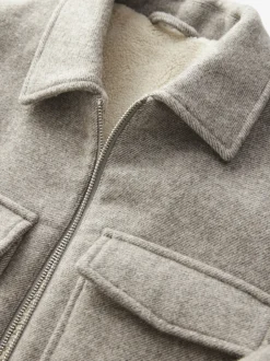 Blazers En Business-Jasjes|Jassen En Jacks|Next Neutraal - Borg gevoerde shacket met hoog wolgehalte