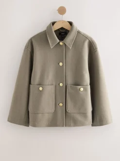 Jassen En Jacks*Next - Brushed Collared Jacket Neutraal