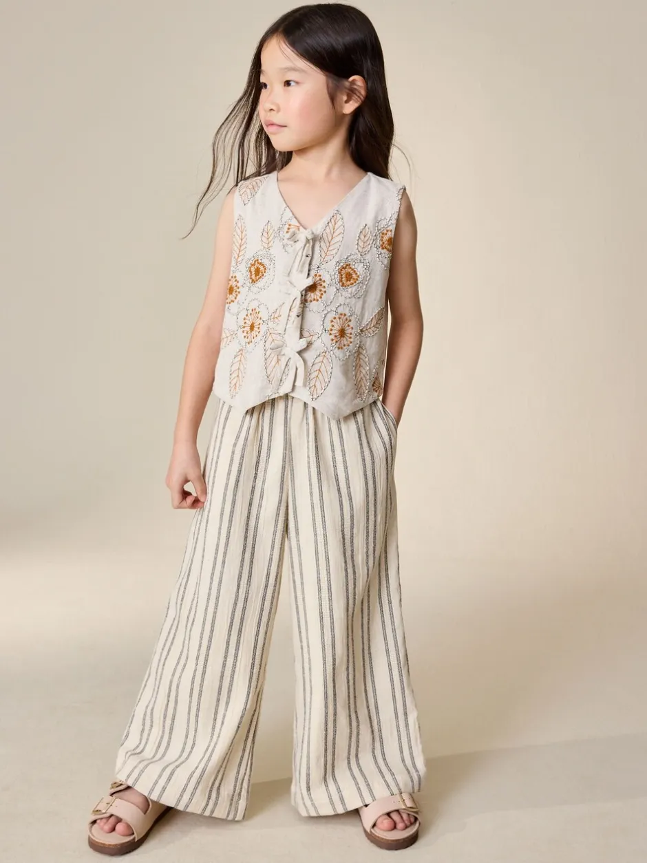 Sets En Outfits|Tops*Next Neutraal - Embroidered Waistcoat and Wide Leg Trousers Set (3-16yrs)