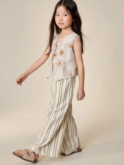 Sets En Outfits|Tops*Next Neutraal - Embroidered Waistcoat and Wide Leg Trousers Set (3-16yrs)