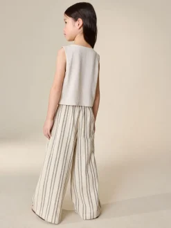 Sets En Outfits|Tops*Next Neutraal - Embroidered Waistcoat and Wide Leg Trousers Set (3-16yrs)