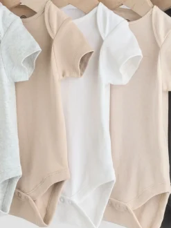 Rompertjes En Hemdjes|Rompertjes En Hemdjes|Next Neutraal - Essential set van 5 babyrompertjes met korte mouwen