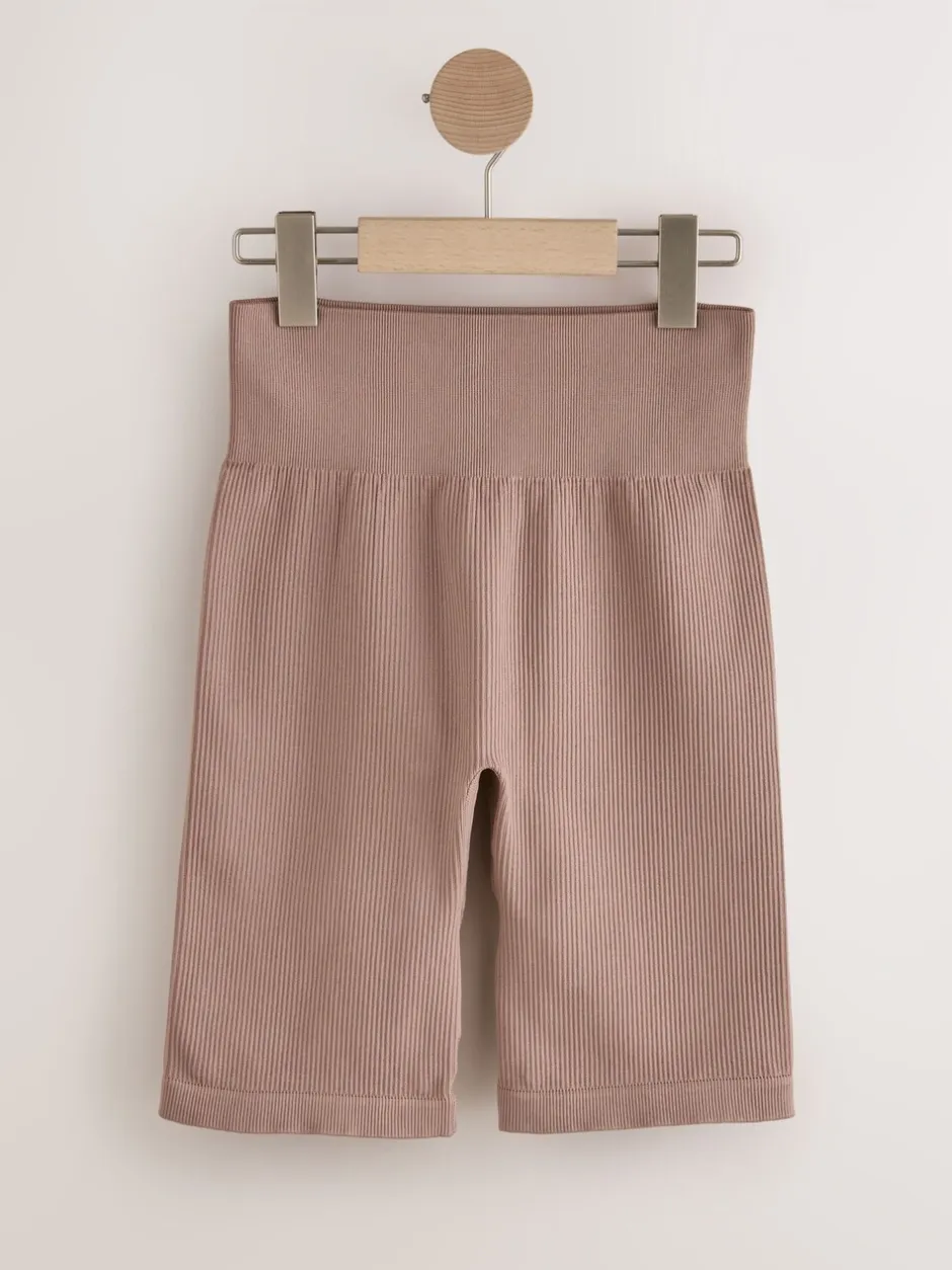 Shorts|Next Neutraal - Geribbelde fietsshort met hoge taille