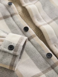 Jassen En Jacks|Next Neutraal - Geruit shacket gevoerd met borg