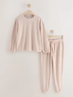 Loungewear|Alle Nacht- En Loungekleding*Next Neutraal - Gezellige pyjama met wafeldessin en lange mouwen