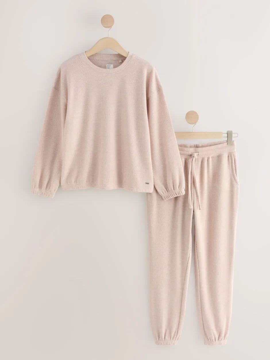 Loungewear|Alle Nacht- En Loungekleding*Next Neutraal - Gezellige pyjama met wafeldessin en lange mouwen