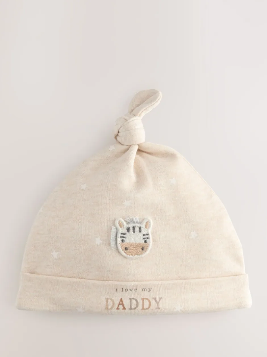 Mutsjes En Antikrabwantjes*Next Neutraal - I Love My Mummy/Daddy Baby Hoeden met Stropdas 2 set (0-6maanden)