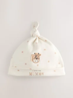 Mutsjes En Antikrabwantjes*Next Neutraal - I Love My Mummy/Daddy Baby Hoeden met Stropdas 2 set (0-6maanden)