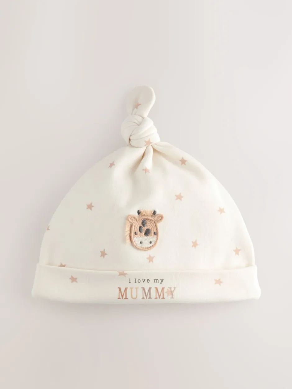 Mutsjes En Antikrabwantjes*Next Neutraal - I Love My Mummy/Daddy Baby Hoeden met Stropdas 2 set (0-6maanden)