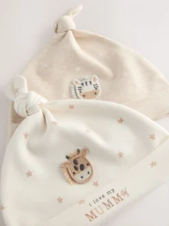 Mutsjes En Antikrabwantjes*Next Neutraal - I Love My Mummy/Daddy Baby Hoeden met Stropdas 2 set (0-6maanden)