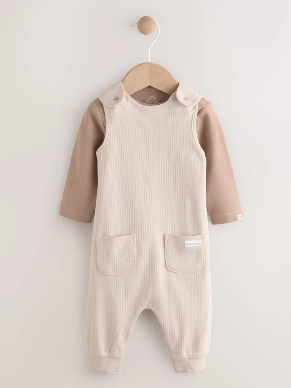 Rompertjes En Tuinbroeken|Tuinbroeken|Next Neutraal - Jersey tuinbroek en rompertje babyset (0mnd-2jr)