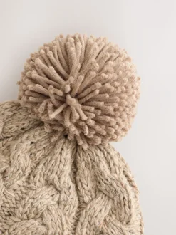 Mutsjes En Antikrabwantjes|Mutsen, Handschoenen En Sjaals*Next - Kabelgebreide Inca-muts met pompon (3mnd-10jr) Neutraal