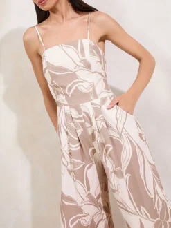 Jumpsuits En Playsuits|Lipsy - Palm Printed Jumpsuit Neutraal