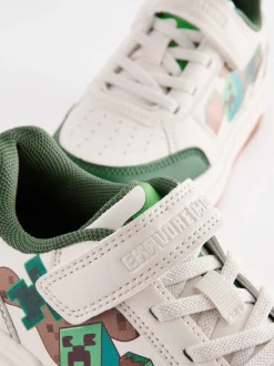 Sneakers*Next Neutraal - Minecraft sneakers met klittenband en elastische veters