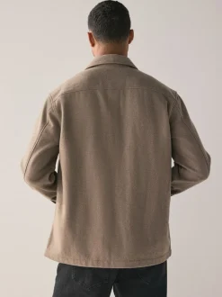 Blazers En Business-Jasjes|Next - Overshirt met twee zakken en wol Neutraal