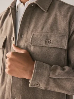 Blazers En Business-Jasjes|Next - Overshirt met twee zakken en wol Neutraal