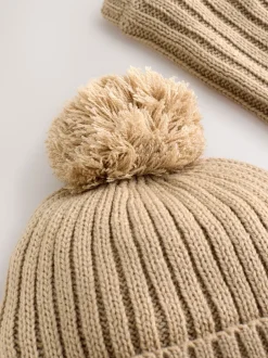 Mutsen, Handschoenen En Sjaals|Next - Pom Beanie Hat & Snood Set 2 Piece (1-16yrs) Neutraal