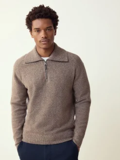 Gebreide Kleding*Next - Quarter Zip Neck Jumper with Wool Neutraal