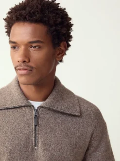 Gebreide Kleding*Next - Quarter Zip Neck Jumper with Wool Neutraal