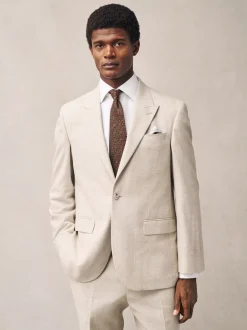 Blazers En Business-Jasjes|Pakken*Next Neutraal - Regular fit linnen blend geruit colbert