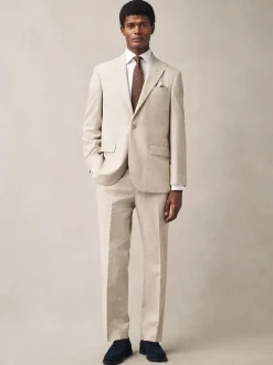 Blazers En Business-Jasjes|Pakken*Next Neutraal - Regular fit linnen blend geruit colbert
