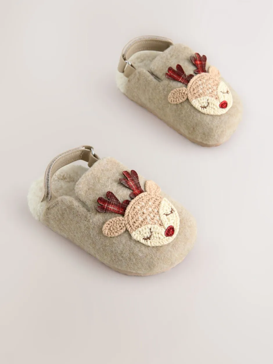 Pantoffels|Pantoffels*Next Neutraal - Rendier Kerstmis Klomp Pantoffels
