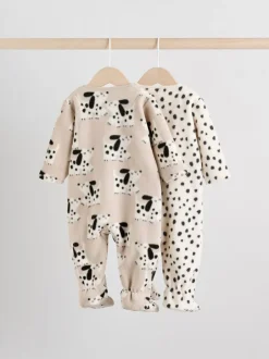 Babypakjes En Babypyjama's|Next - Set van 2 baby-onesies van microfleece met tweewegrits Neutraal