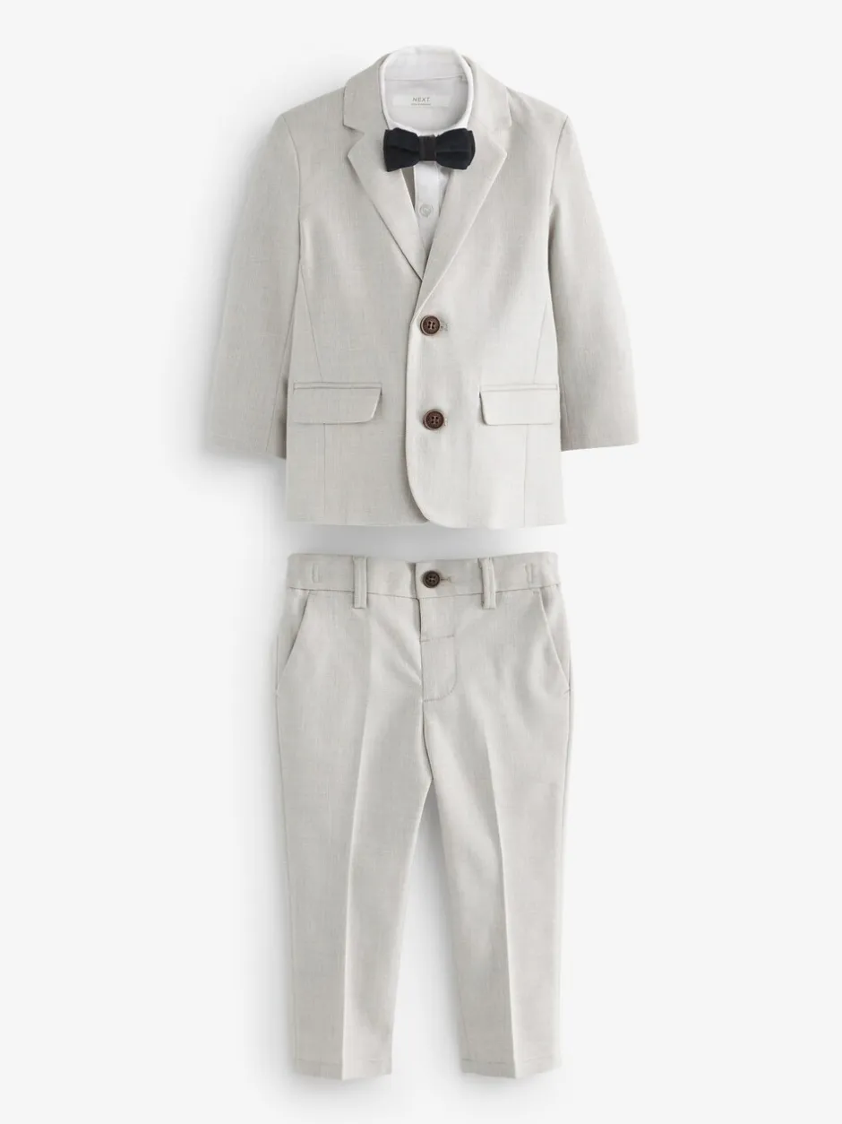 Sets En Combisets|Gelegenheidskleding|Next - Set van blazer, overhemd, broek en vlinderstrik (3mnd -9jr) Neutraal
