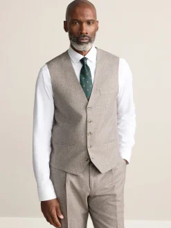 Vesten*Next Neutraal - Signature Marzotto 100% Italiaans wollen Pak met ruitpatroon: gilet
