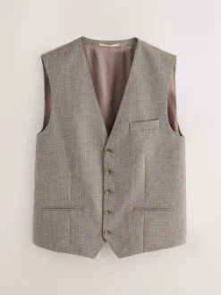 Vesten*Next Neutraal - Signature Marzotto 100% Italiaans wollen Pak met ruitpatroon: gilet