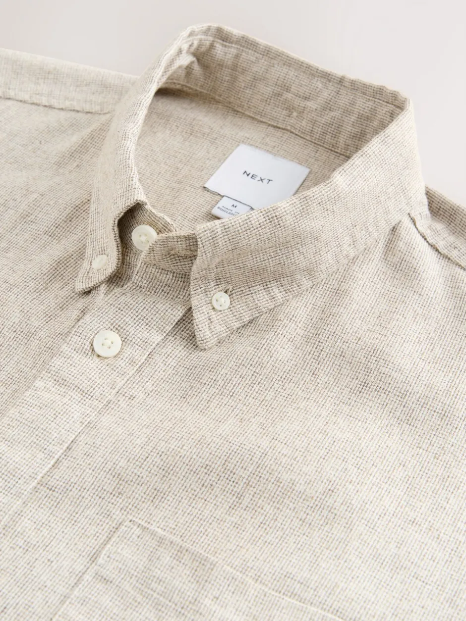Shirts*Next - Standaard kraag - Katoen/linnen overhemd met korte mouwen Neutraal