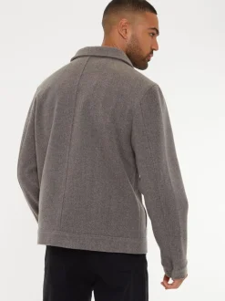 Blazers En Business-Jasjes|Threadbare - Geborsteld overshirt met knoopsluiting Neutraal