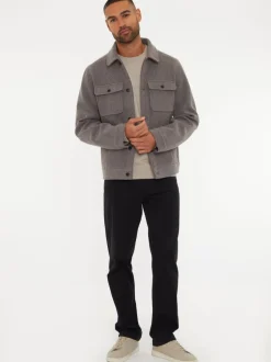 Blazers En Business-Jasjes|Threadbare - Geborsteld overshirt met knoopsluiting Neutraal