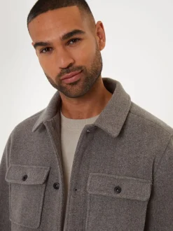 Blazers En Business-Jasjes|Threadbare - Geborsteld overshirt met knoopsluiting Neutraal