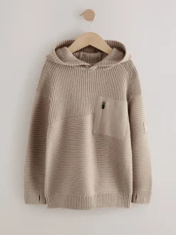 Truien En Breisels|Sweaters En Hoody´S|Next Neutraal - Utility gebreide hoodie (3-16jr)